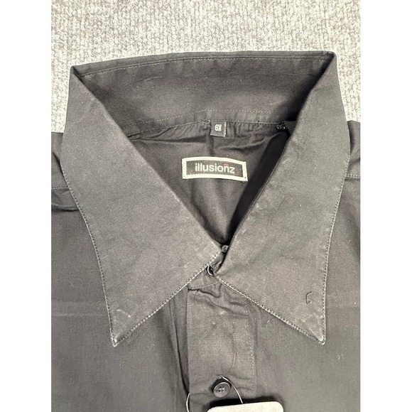 Vintage Illusionz Men's Black Long Sleeve Button‎ Up Dress Shirt Size 6XL - Picture 4 of 6